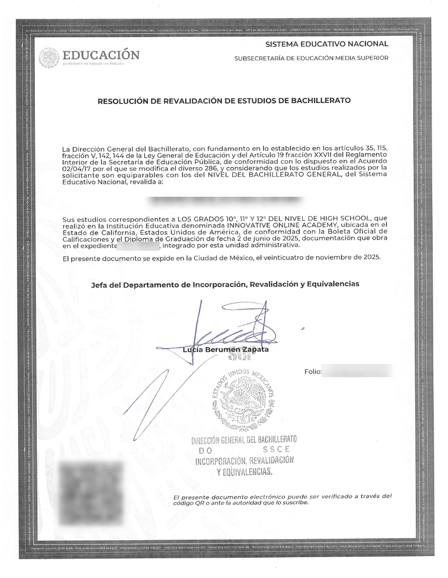 Muestra desenfocada del formato de Revalidación oficial SEP. Los datos del documento no son legibles.
